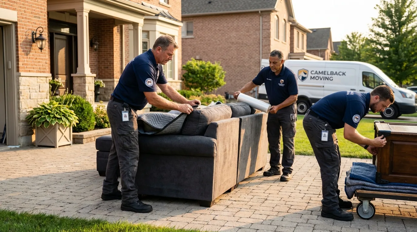 Large estate moving crew wrapping furniture in Jonesport, ME