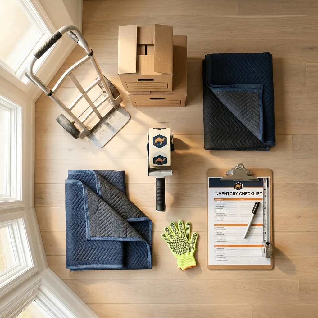 Professional moving supplies and packing materials layout for Jonesport residential relocations